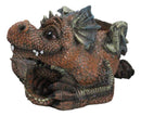 Snuggling Cozy Red Fire Dragon At Rest Planter Pot Garden Decor Figurine 11.25"L