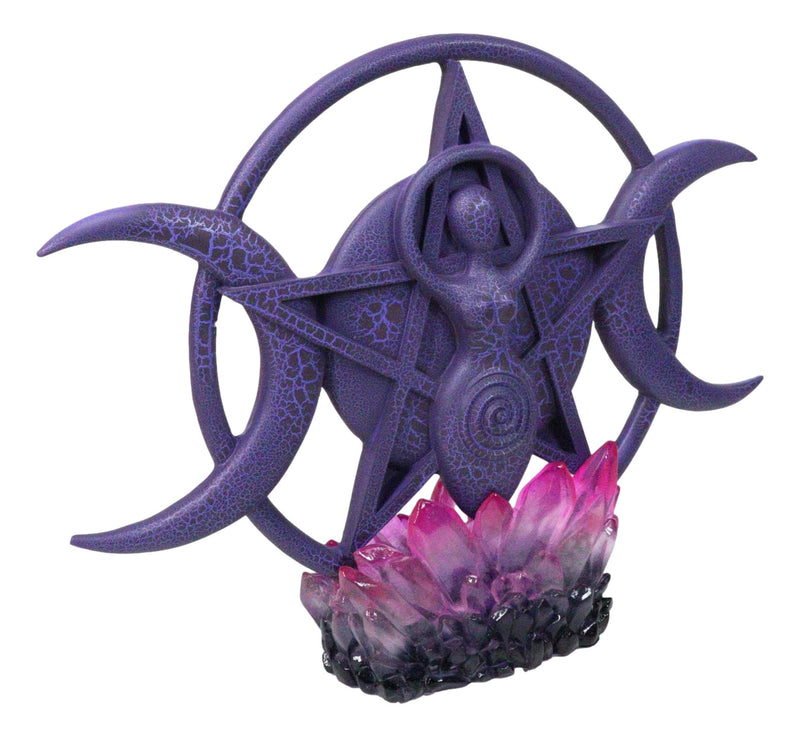 Wicca Shaman Spiral Goddess Triple Moon Pentagram With LED Crystals Figurine