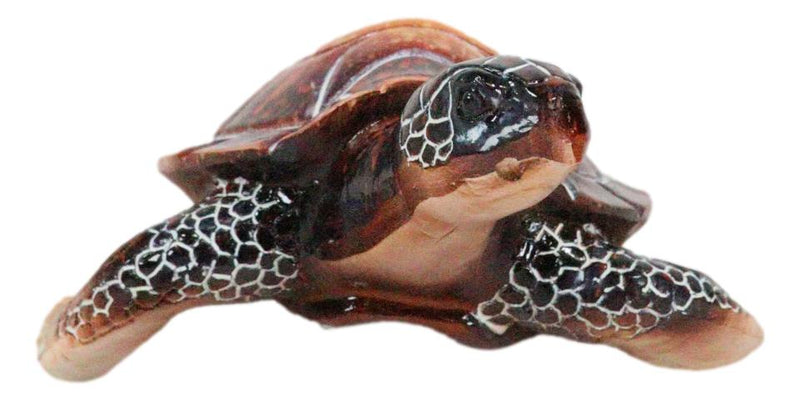 Nautical Ocean Brown Hues Giant Sea Turtle Swimming Decorative Figurine Tortoise