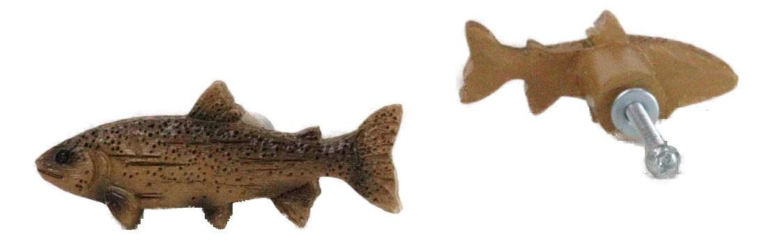 Set Of 4 Western Nautical Marine Trout Fish Faux Wooden Cabinet Door Pull Knobs