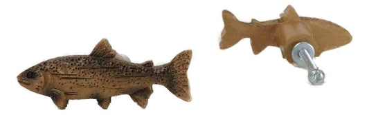 Set Of 4 Western Nautical Marine Trout Fish Faux Wooden Cabinet Door Pull Knobs