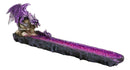 Purple Dragon Perching On Skull Graveyard Faux Crystals Geode Incense Burner