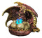 Red Gold Fire Mother Dragon Guarding Eggs And Baby Hatchling With LED Figurine