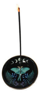 Wicca Witchcraft Dark Forest Phases of The Moon Luna Moth Round Incense Holder