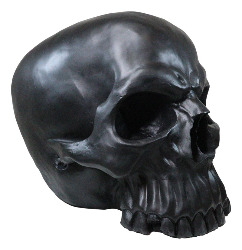 Graveyard Gothic Memento Mori Giant Oversized Sinister Black Skull Statue 23"L