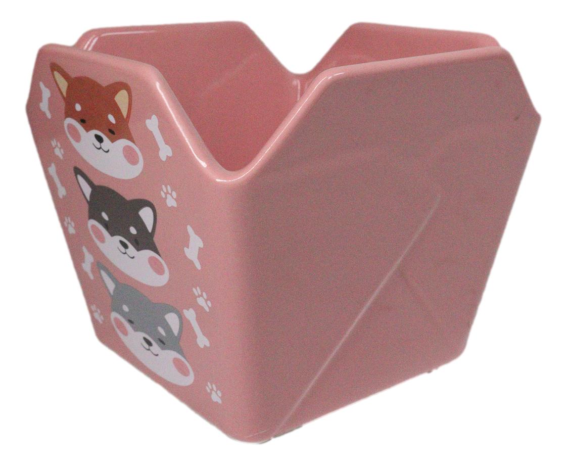 Pink Japanese Shiba Inu Dogs Takeout To Go Box Serving Bowl With Chopsticks Set