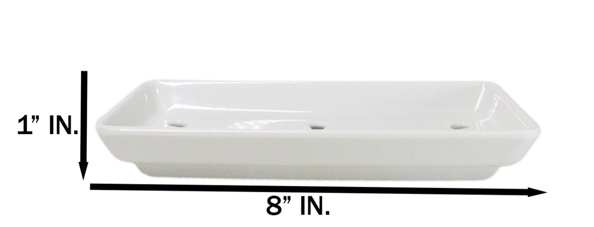 Pack Of 12 White Neta Zara Sushi Case Sashimi Plates With Drip Holes 8" By 3.75" - Ebros Gift