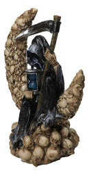 Grim Reaper With Scythe Hourglass on Skull Crescent Moon Gothic Death Figurine