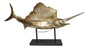Large Marine Sea Life Sailfish Marlin Sculpture in Gold Leaf With Pole Stand 38"