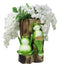 Whimsical Green Frogs Welcome Sign Decorative Floral Vase Or Planter Figurine