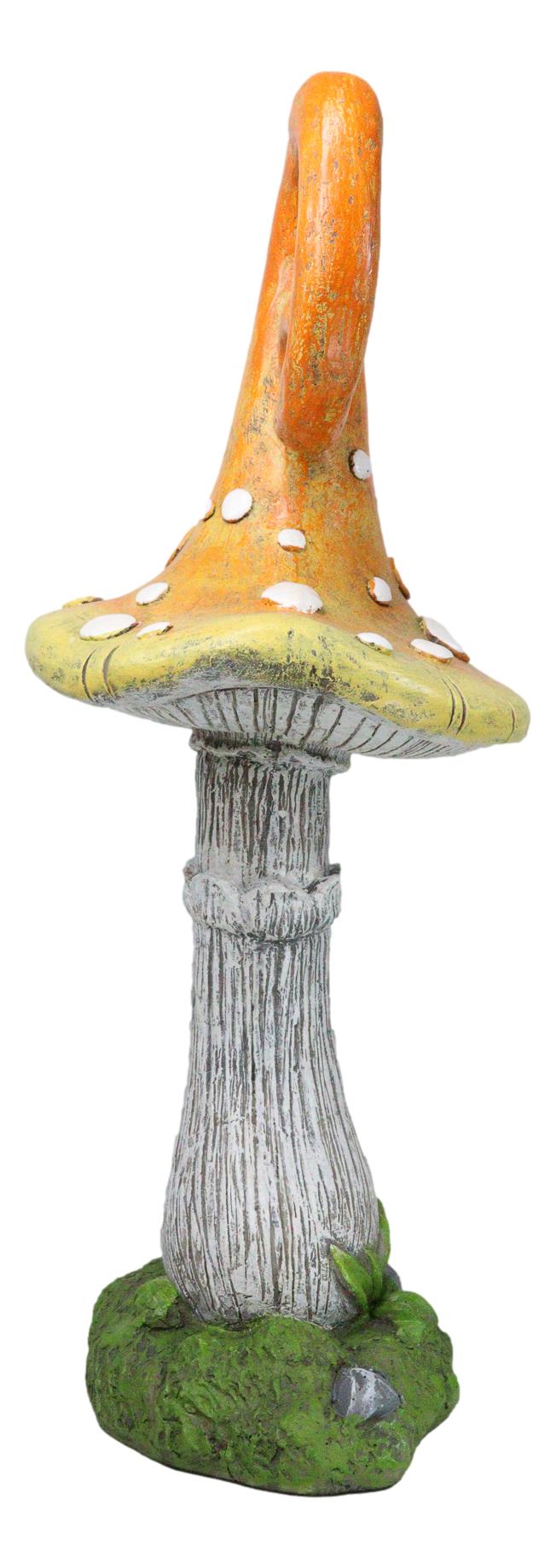 Large Fairy Garden Orange Meringue Crooked Toadstool Mushroom Figurine 23"H - Ebros Gift
