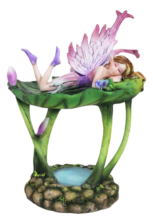 Water Garden Blonde Fairy Thumbelina Sleeping On Lotus Jewelry Tray Figurine - Ebros Gift