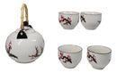 White Pink Sakura Cherry Blossoms Porcelain 30oz Teapot And 4 Tea Cups Set