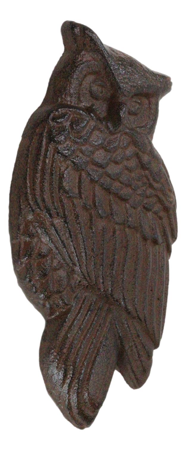 Cast Iron Metal Rustic Country Forest Nocturnal Owl Bird Door Knocker Sculpture