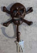 Set of 2 Macabre Halloween Pirate Ghastly Skull Skeleton Crossed Bones Wall Hook