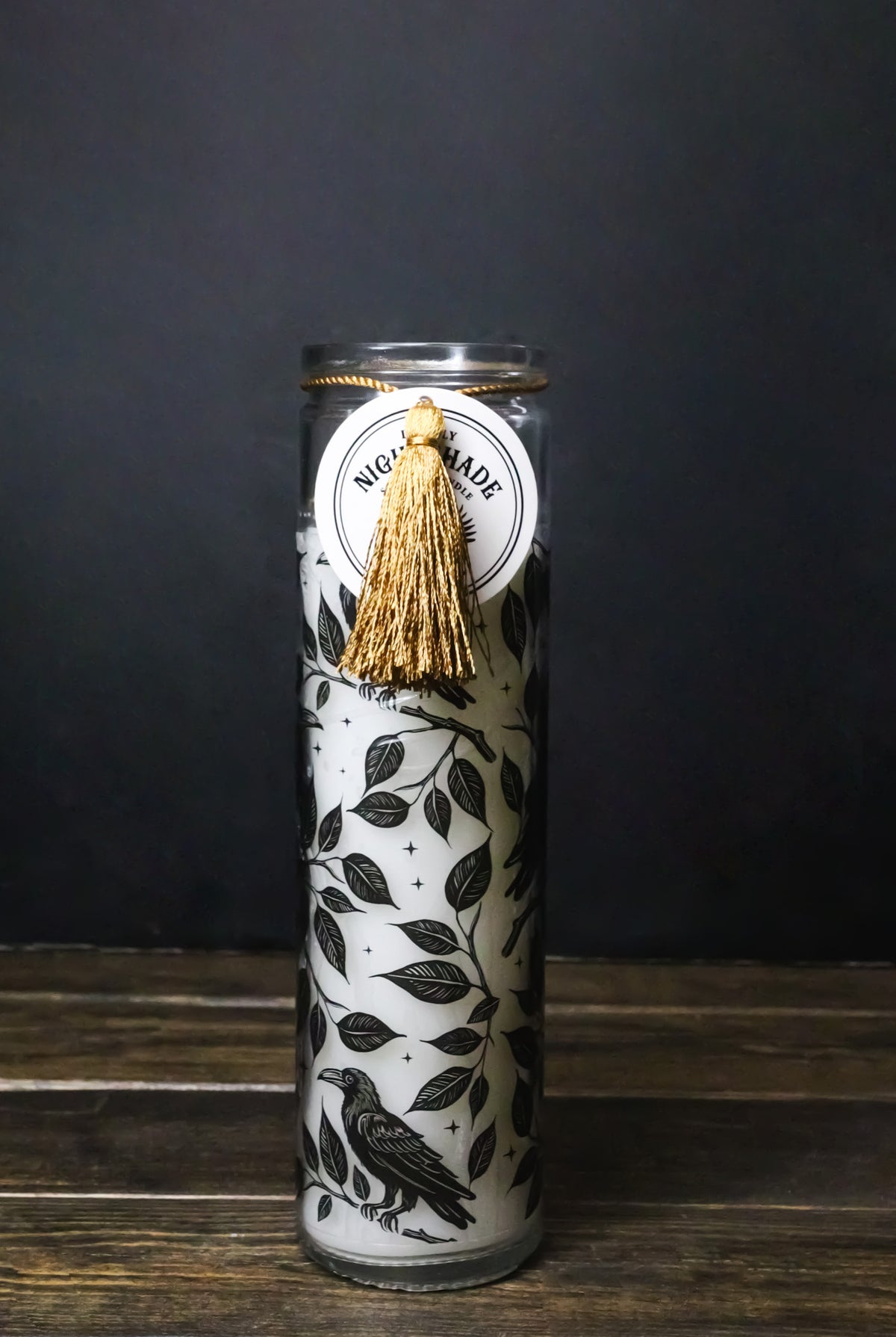 Ebros Mystic Raven Deadly Nightshade Glass Tube Candle Gothic Decor 8.25"