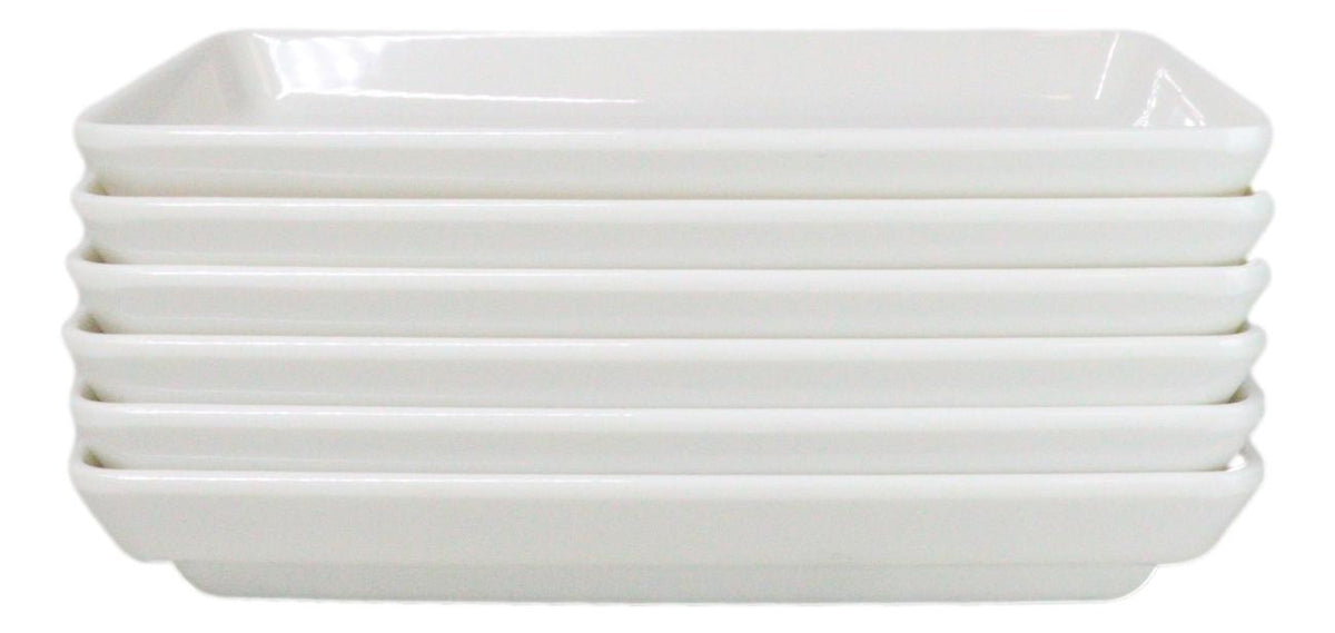 Pack Of 6 White Neta Zara Sushi Case Sashimi Plates With Drip Holes 8.5" By 5"