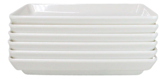 Pack Of 6 White Neta Zara Sushi Case Sashimi Plates With Drip Holes 8.5" By 5"