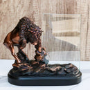 Angry Native American Bison Buffalo Bronzed Figurine With 6X4 Glass Photo Frame