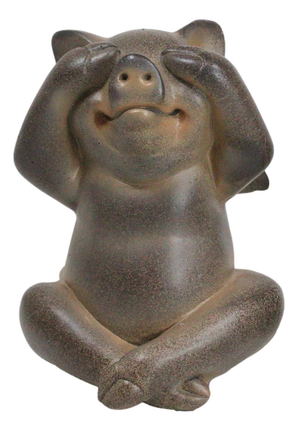 Rustic Country Angel Winged Pigs in See Hear Speak No Evil Poses Figurines Set - Ebros Gift
