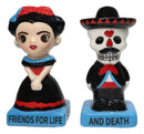 Day Of The Dead Friends For Life & Death Sugar Skull Dancers Salt Pepper Shakers