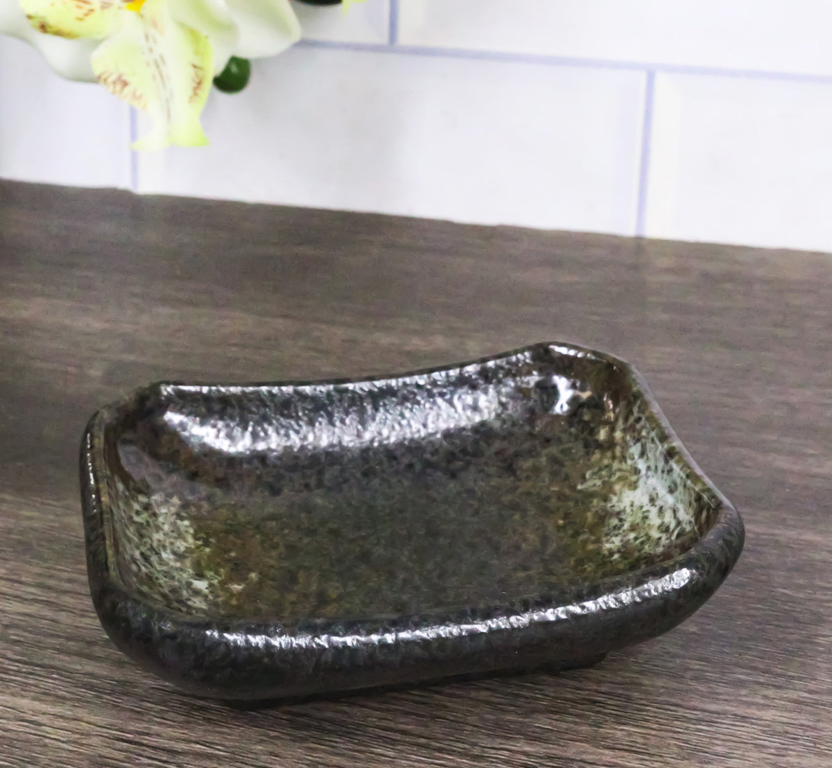 Pack Of 6 Ceramic Grey Hakumu Soy Sauce Oil Condiment Rectangular Dishes 2oz