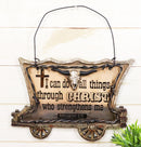 Western Chuckwagon With Longhorn Cow Skull Barbed Wires Bible Verse Wall Decor