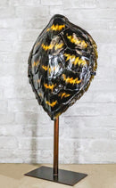 Nautical Marine Black Tone Faux Hawksbill Turtle Shell Sculpture With Pole Stand