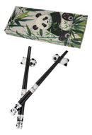 White And Black Giant Panda Bears Set of 2 Chopsticks And Ceramic Rests Set