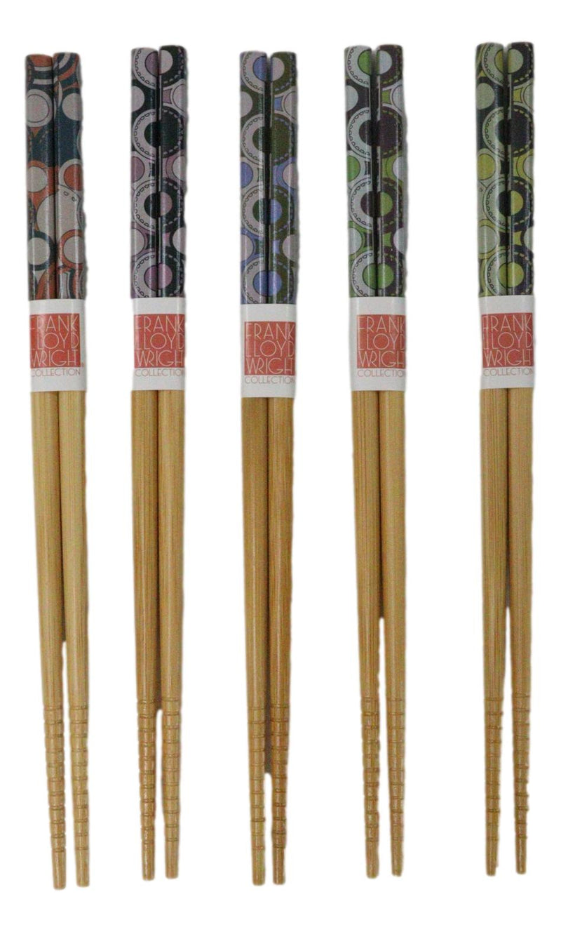 5 Pairs Of Imperial Hotel Peacock Rug Frank Wright Ridged Wooden Chopsticks Set