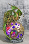 Metallic Green Treasure Dragon Perching On Colorful LED Orb Night Light Figurine