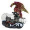 Red Gold Dragon On Ocean Waves Rock With Ship Trapped in LED Bottle Figurine