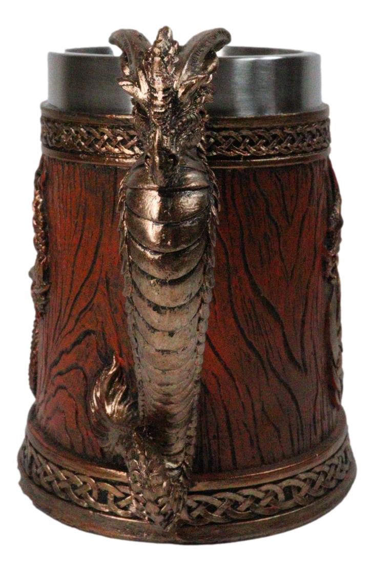 Large Dragon Barrel Mug with Sword Sculpted Handle – Medieval Drink Tankard 20oz