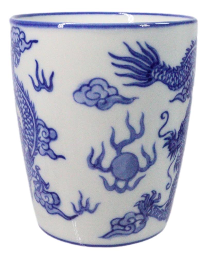 Pack Of 4 Japanese Blue And White Ryu Dragon King Porcelain Mug Cups 12oz