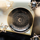 Wicca Black Astrology Wheel Round Incense Stick Burner Or Trinket Ceramic Dish
