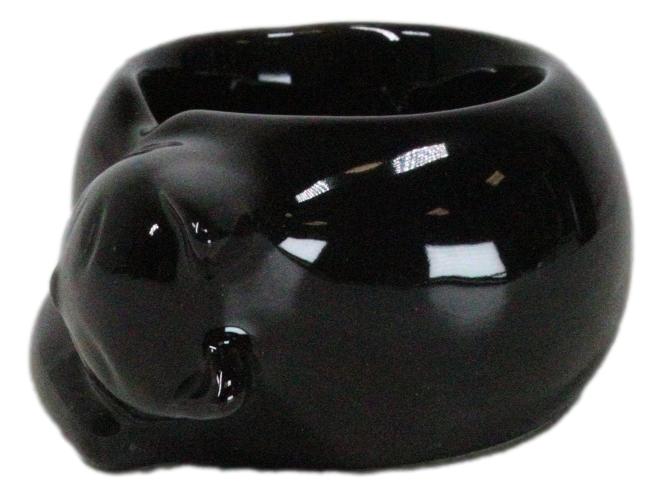Pack Of 2 Wicca Ceramic Sleeping Black Feline Cat Tea Light Votive Candleholder