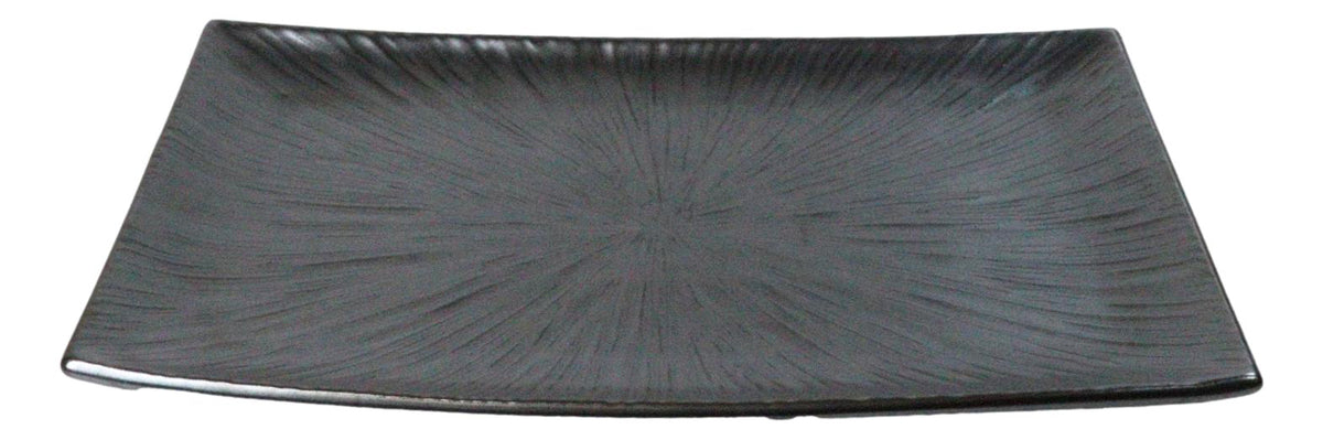Pack Of 3 Black Tetsu Kesho Porcelain Long Rectangular Serving Platter 15"X8.5