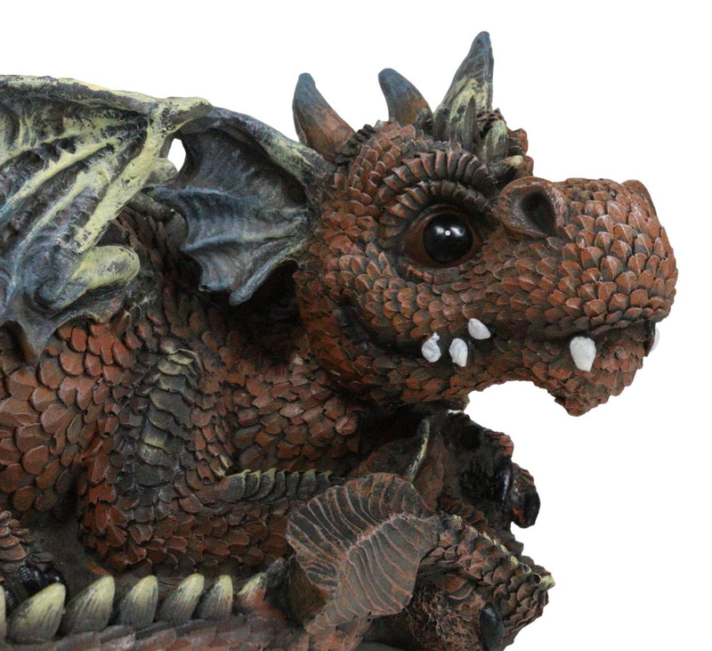 Snuggling Cozy Red Fire Dragon At Rest Planter Pot Garden Decor Figurine 11.25"L