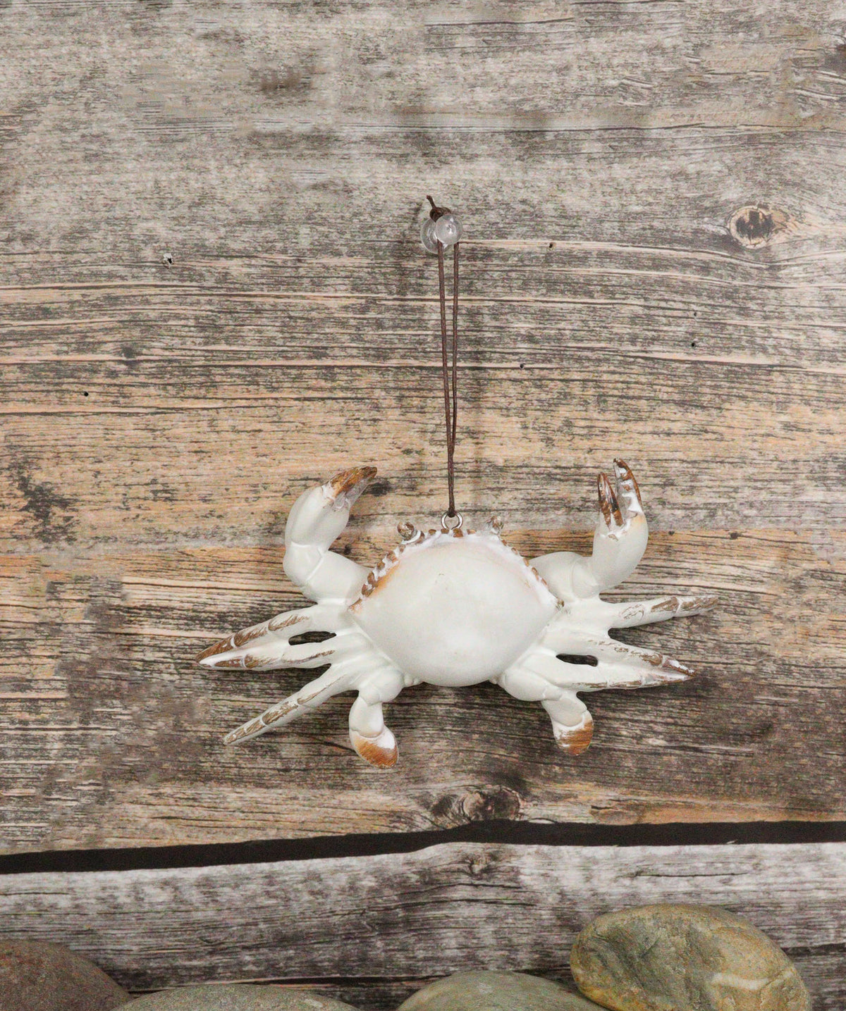 Set Of 6 Antique White Beach Crabs Ocean Marine Wall Hanger Decor Tree Ornaments