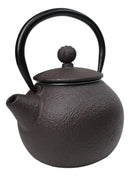 Round Dark Brown Textured Pattern Petite Cast Iron Teapot 10oz Tea Pot