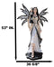 Large 4 Ft Spell Caster Winter Fairy With Dragon And Solar LED Lantern Statue