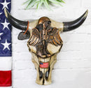 Patriotic Fallen Soldier Helmet Rifle Boots Dogtags Veteran Cow Skull Wall Decor