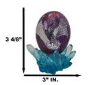 Purple Dragon In Acrylic Glass Egg With Aqua Crystals And LED Lava Rock Bases