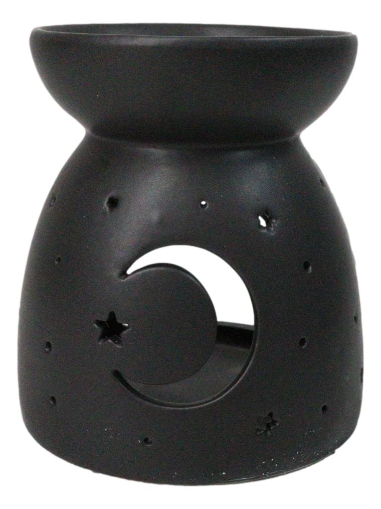 Ceramic Wicca Crescent Moon And Stars Essential Oil Burner Votive Candle Warmer