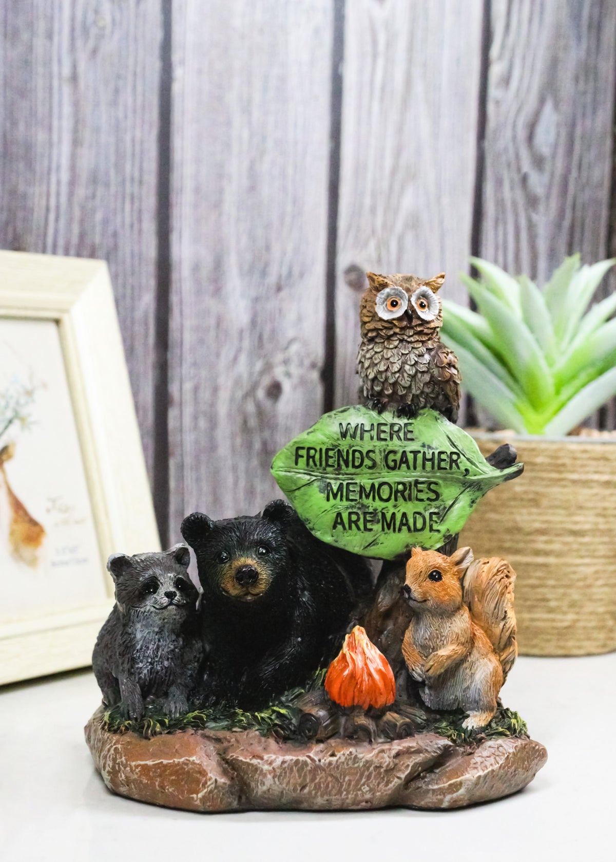 Cabin Companion Bear, Raccoon, Squirrel & Owl Friends Forest Campfire Figurine