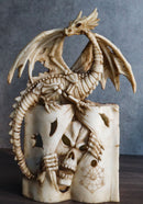 Skeleton Bone Dragon On Spell Book Of The Dead Skull Mummy LED Light Figurine