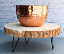 Unfinished Natural Wood Bark Round Slice With Metal Legs Pedestal Stand 11"D