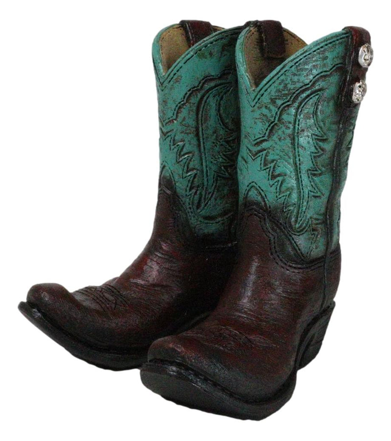 Rustic Western Teal Green Tooled Leather Conchos Cowboy Boots Cell Phone Holder