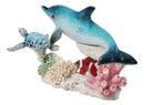 Ocean Dolphin Sea Turtle Clownfish Swimming By Coral Reef Sea Anemone Figurine