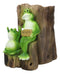 Whimsical Green Frogs Welcome Sign Decorative Floral Vase Or Planter Figurine
